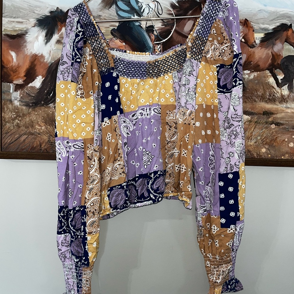 Wrangler Patchwork Blouse - Purple, Yellow, Brown